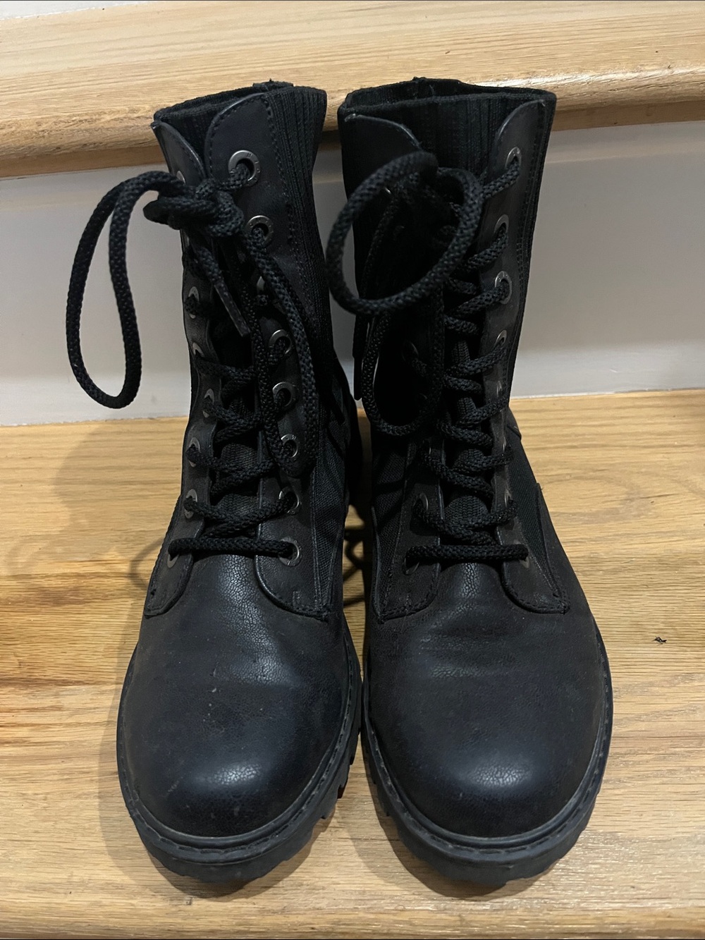 Women's Black Lace-Up Combat Boots - Sturdy Everyday Style